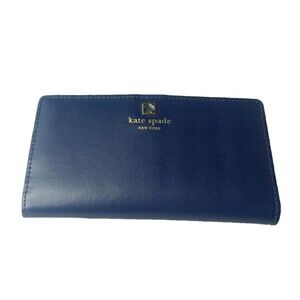 Kate Spade Stacy Large Slim Bifold Wallet Blue Retail $110